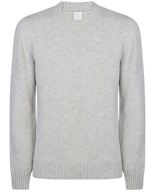 Eleventy V-Ausschnitt Wollpullover - Grau