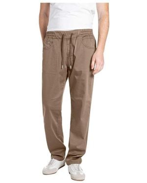 Replay Straight Trousers - Natural