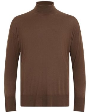 Max Mara Trui Met Hoge Kraag Van Wol - Bruin
