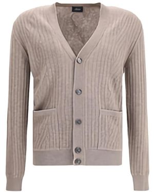 Brioni Truien & Vesten ,Wol Ribgebreide V-Hals Vest - Grijs