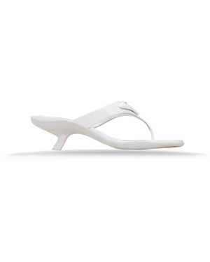 Prada Schoenen ,Wit ,Leer Instap Leren Sandalen Met Logo Hardware