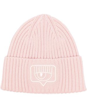 Chiara Ferragni Beanie Maxi Eyelike Stickerei Mütze - Pink