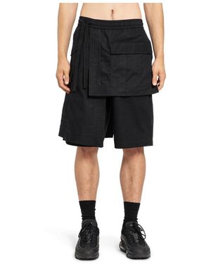 Maharishi Schwarze Asymmetrische Hakama Stil Shorts