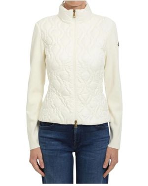 Moncler Fitness ,Wit ,High Neck Ribbed Sweater