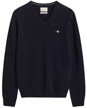 GANT V-Ausschnitt Strickpullover - Blau