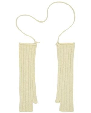 Rus Rippstrick-Fingerhandschuhe Mit Abnehmbarem Schlauchband - Weiß