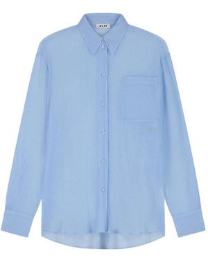 OLAF HUSSEIN Textured Oversized Shirt - Blauw