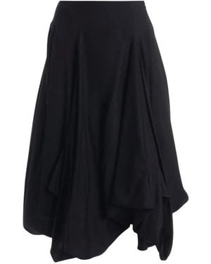 Yohji Yamamoto Rokken ,Zwart ,Panelled Balloon Midi Rok - Blauw