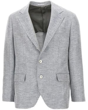Brunello Cucinelli Chevron Deconstructed Blazer - Grau