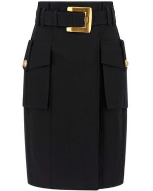 Balmain Wallet Midi Rok - Zwart