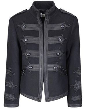 P.A.R.O.S.H. P.A.R.O..H. ,Jassen ,Zwart ,Wol Gevlochten Militaire Jas