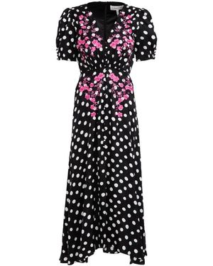 Saloni Lea Lange Zijden Jurk - Blauw