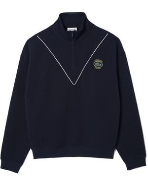 Lacoste Loose Fit Jogger Piqué Sweatshirt Met Rits - Blauw
