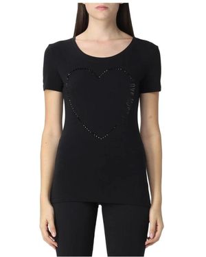 Moschino T-shirt in cotone con logo per donne - Nero