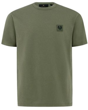 Belstaff Tops ,Groen ,Katoen Groen Logo Patch T-Shirt