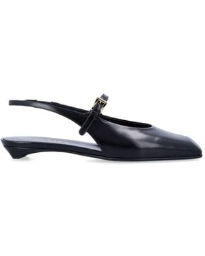 Prada Schwarze Flache Schuhe Mit Schnallenverschluss - Blau
