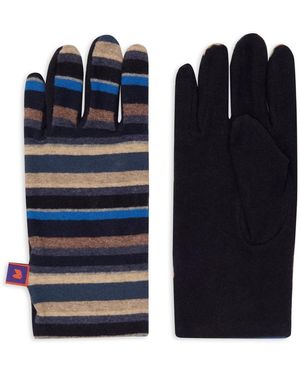 Gallo Wo blue fleece gloves with multicoloured stripes