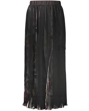 Desigual Plissé Langer Rock - Schwarz