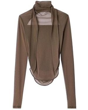 Lemaire Long Sleeve T-Shirts - Brown