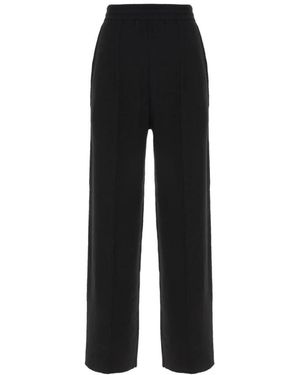 Lanvin Broeken ,Zwart ,Wol Broek Met Elastische Tailleband En Zijnaad