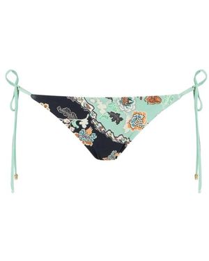 Roberto Cavalli Badmode ,Groen ,Kimono Print Bikini Broekje - Wit