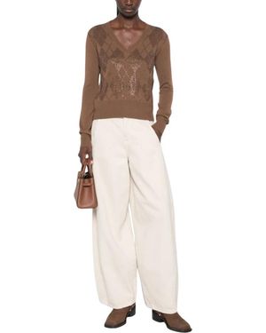 Max Mara Truien & Vesten ,Bruin ,V-Hals Gebreide Kleding - Naturel
