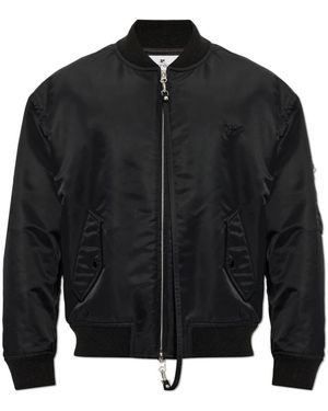 Courreges Logo-Embroidered Zip-Up Bomber Jacket - Zwart
