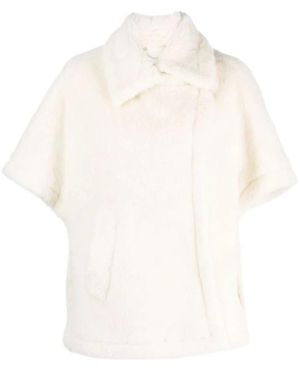 Max Mara Jassen ,Wit ,Wol Alpaca Wolmix Fleece Jas