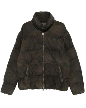 Giorgio Brato Jassen ,Bruin ,Leer Lavag Jacket - Zwart