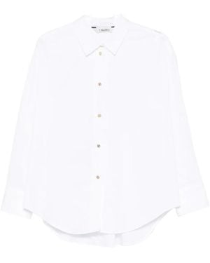 Max Mara Overhemden ,Wit ,Overhemd Met Goudkleurige Knopen En Logo