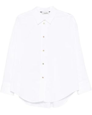 Max Mara Overhemden ,Wit ,Overhemd Met Goudkleurige Knopen En Logo