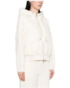 Twinset Gesteppte Kapuzenjacke Mit Kontrastärmeln - Weiß