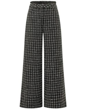 MSGM Broeken ,Zwart ,Broek Met Hoge Taille En Wijde Pijpen - Grijs