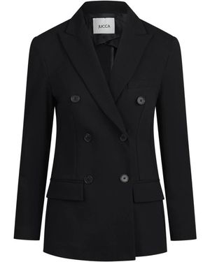 Jucca Dubbelrijige Stretch Viscose Blazer - Zwart
