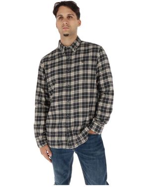 Timberland Overhemden ,Zwart ,Katoen Recht Katoenen Geruite Shirt - Grijs