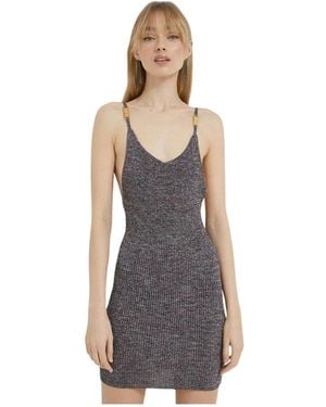 Gcds Open-Back Mini Gebreide Jurk - Grijs