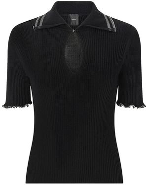 Pinko Polo Shirt Van Geribd Katoenmix - Zwart