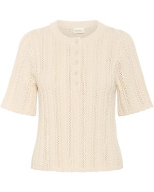 Part Two Femininer Strickpullover Mit Kurzen Ärmeln - Natur