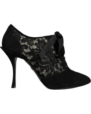 Dolce & Gabbana Black Floral High Heels Lace