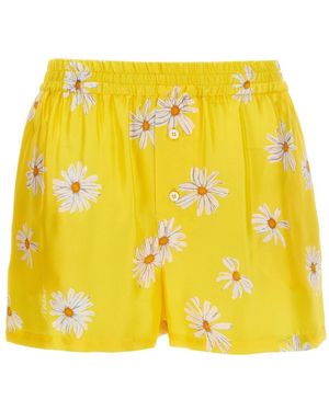 Moschino Margherite Seidenshorts Mit Print - Gelb