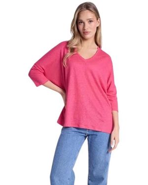 Not Shy Tops ,Roze ,Linnen Emilie Love Potion V-Hals Linnen Poncho