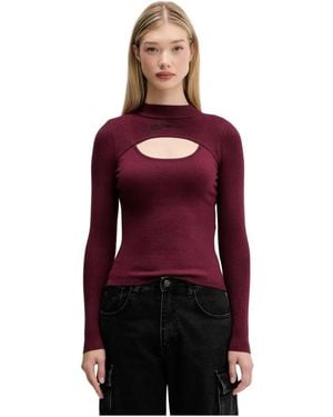 KARL LAGERFELD Fein Gerippter Pullover - Rot