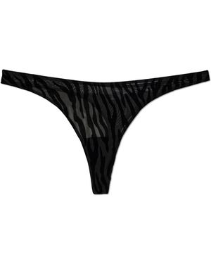 Heist Studios Ondergoed ,Zwart ,Katoen Nieve Flocked Mesh Thong