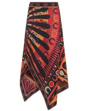 PUCCI Rokken ,Veelkleurig ,Asymmetrische Gedrapeerde Rok - Rood