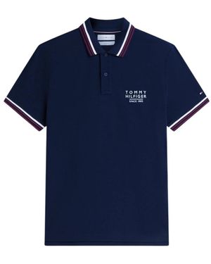 Tommy Hilfiger Tops ,Blauw ,Katoen Rwb Kraag/Manchet Detail Reg Polo