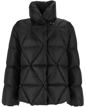Fay Daunen-Cape Raglan Argyle + Gancio - Schwarz