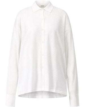 SMINFINITY Oversized Leinen Strickbluse - Weiß
