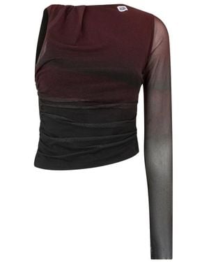 Gcds Tops ,Veelkleurig ,Polyester Creatures One-Shoulder Tulle Top - Bruin