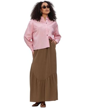 Another Label Overhemden ,Roze ,Linnen Alcherree Fine Stripe Shirt/S