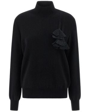 Ferragamo Truien & Vesten ,Zwart ,Wol Floral Insert Sweater